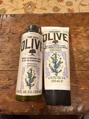 KORRES Pure Greek Olive Rosemary Flower Shower Gel & Body Cream - Cream & Green